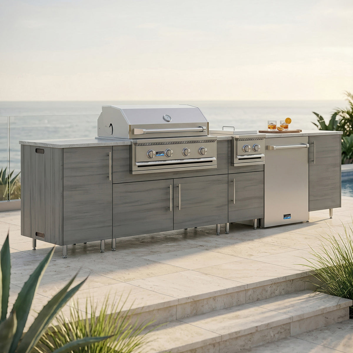 126" Breakwater Outdoor Kitchen Island