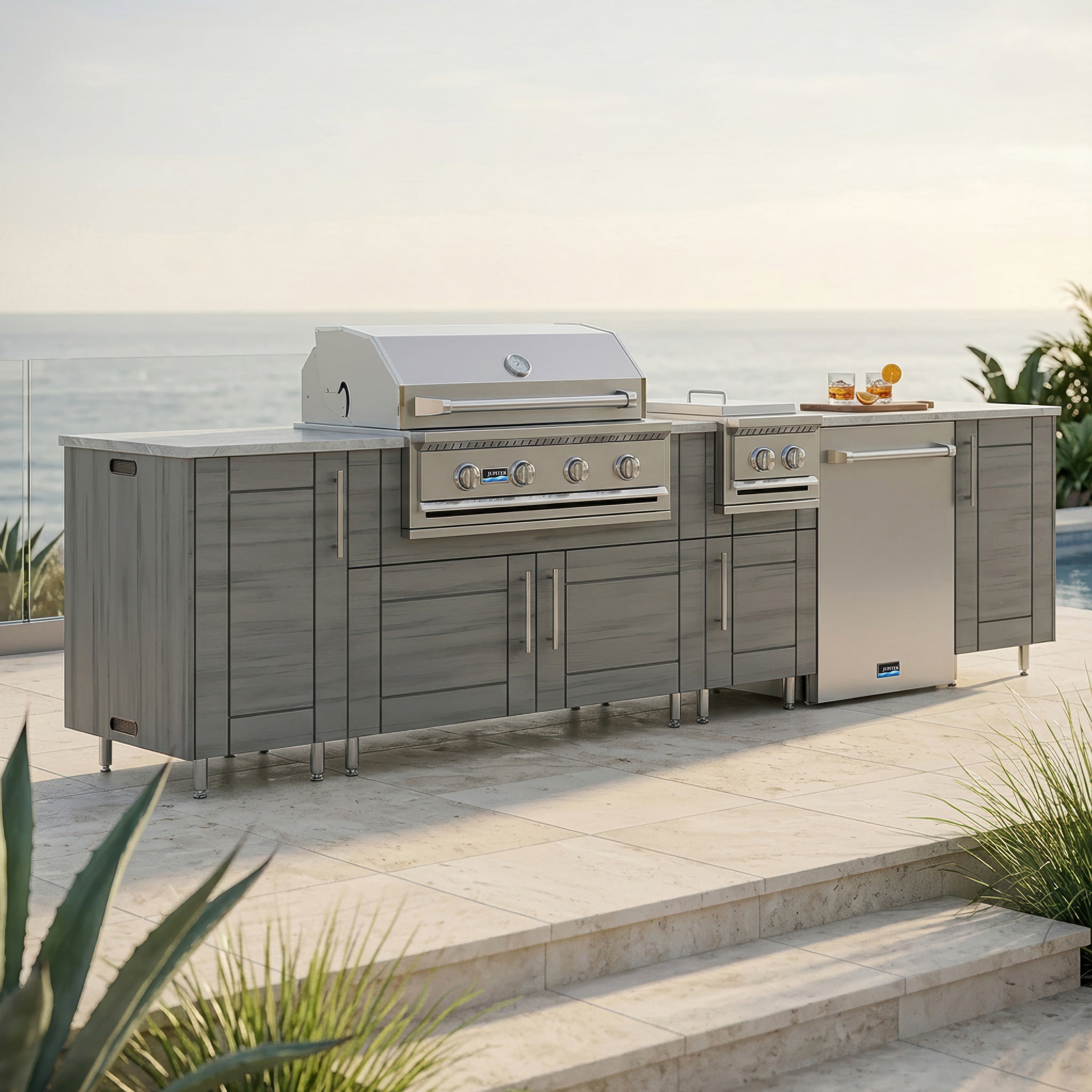 126" Breakwater Outdoor Kitchen Island