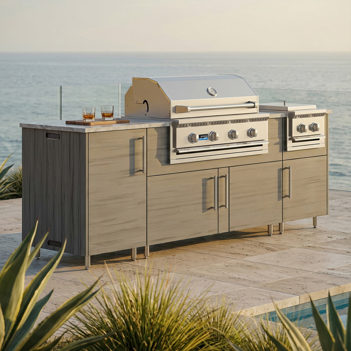 86" Sandbar with Side Burner Outdoor Kitchen Island