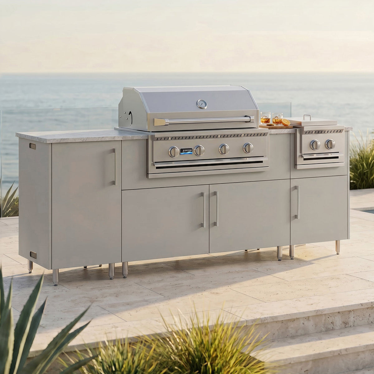 86" Sandbar with Side Burner Outdoor Kitchen Island