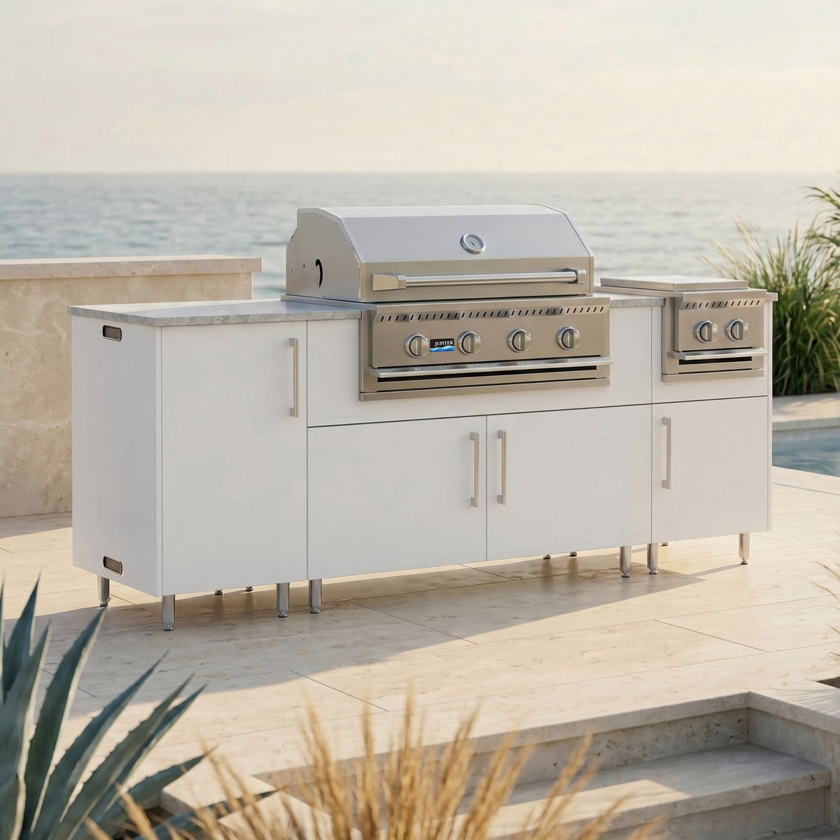 86" Sandbar with Side Burner Outdoor Kitchen Island