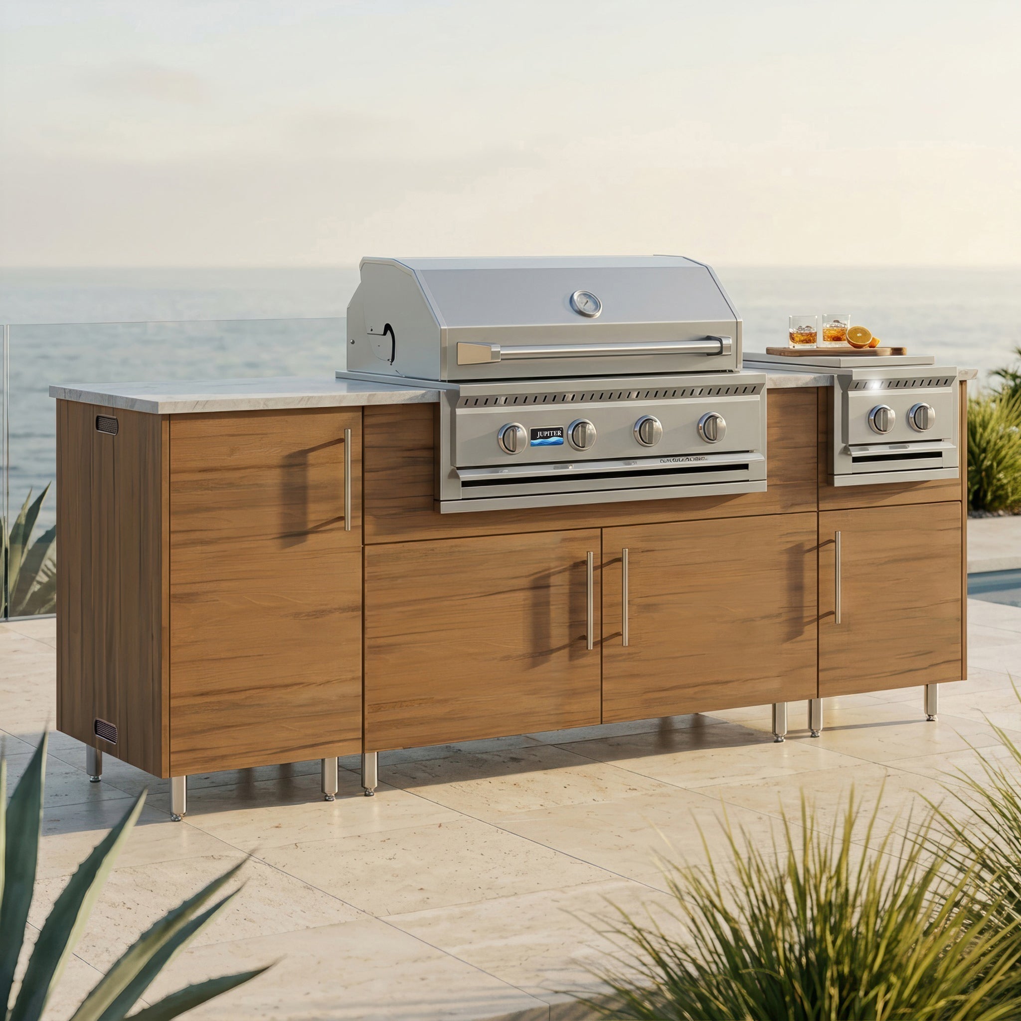 86" Sandbar with Side Burner Outdoor Kitchen Island
