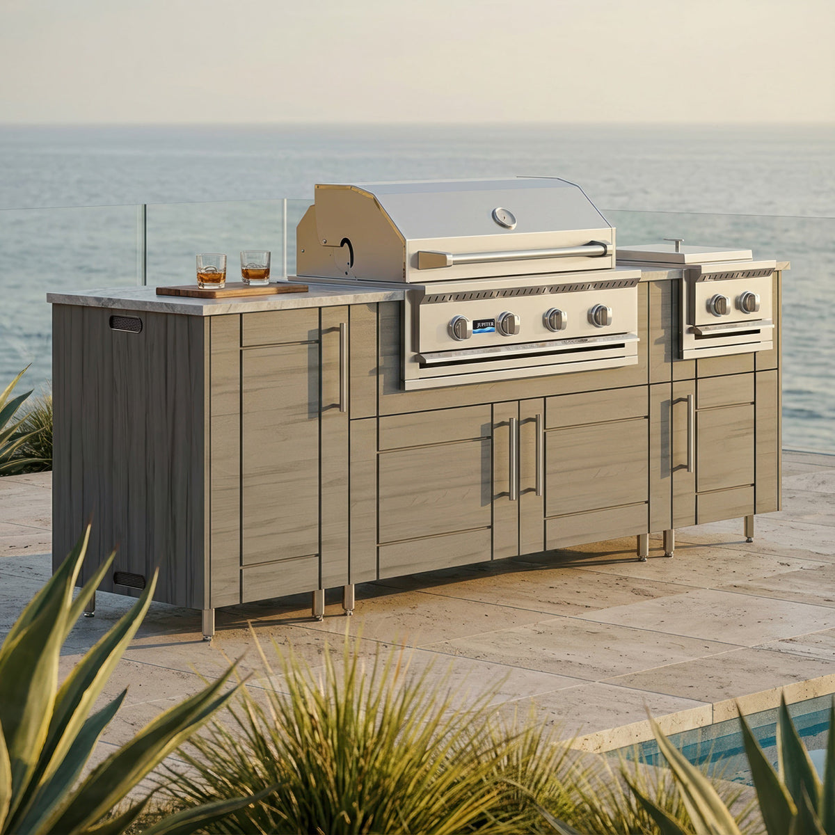 86" Sandbar with Side Burner Outdoor Kitchen Island