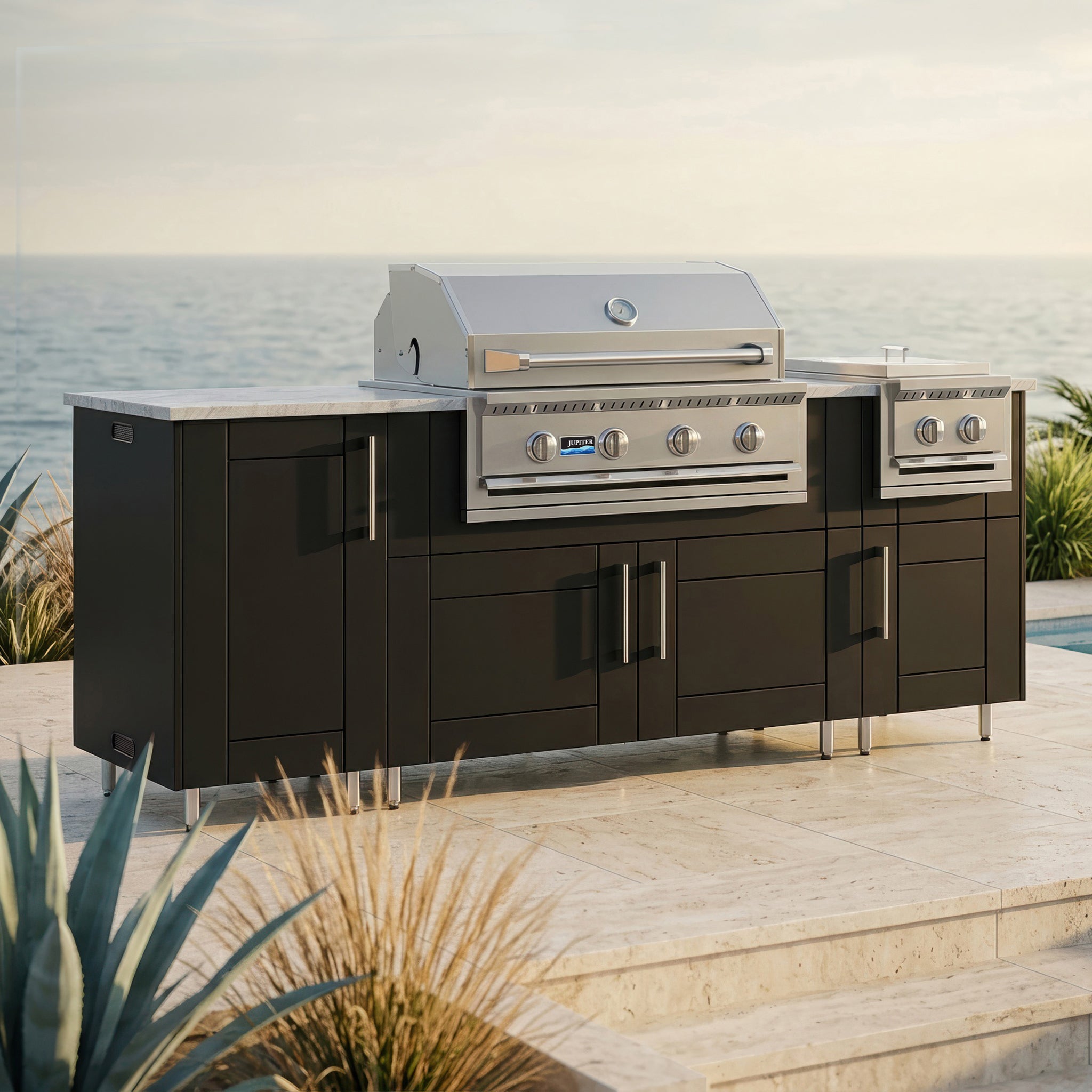 86" Sandbar with Side Burner Outdoor Kitchen Island