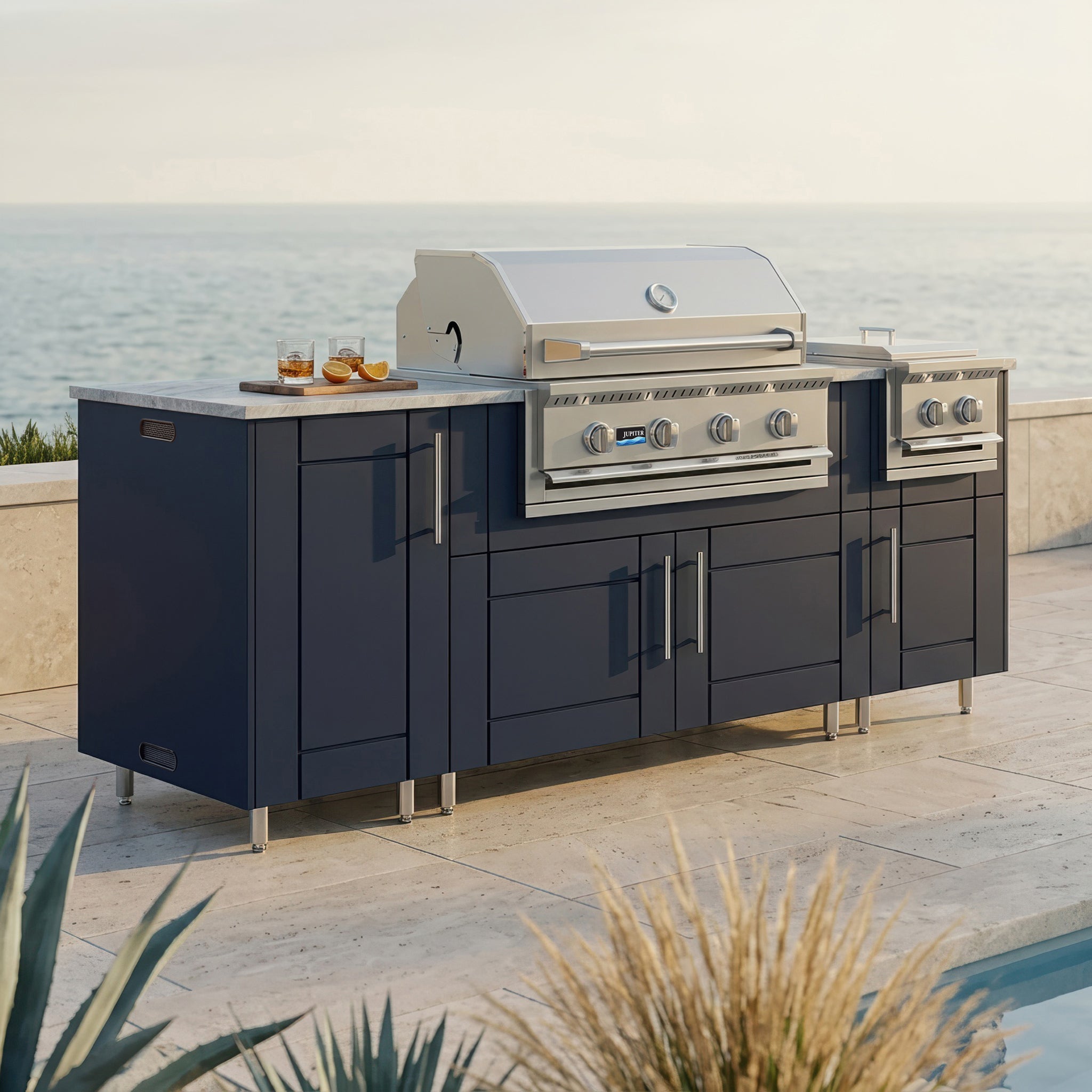 86" Sandbar with Side Burner Outdoor Kitchen Island