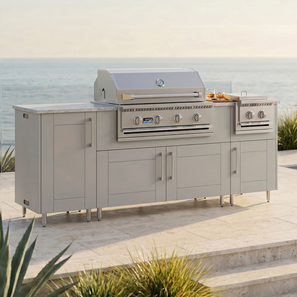86" Sandbar with Side Burner Outdoor Kitchen Island